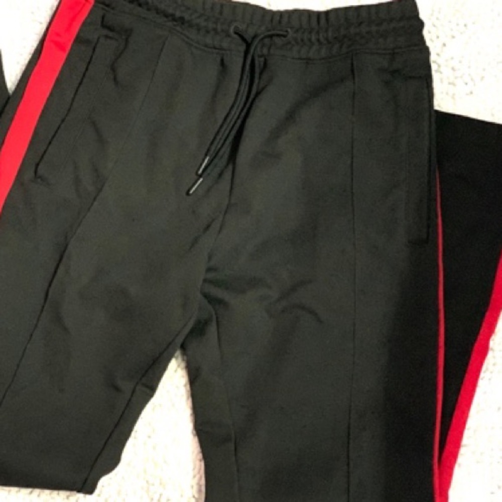 Black Joggers with Red Stripe